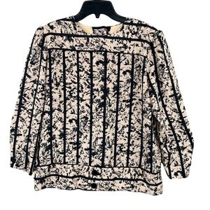 Lady Carol Petites Vintage Blouse Abstract Long Sleeve Size 14 90s Artsy